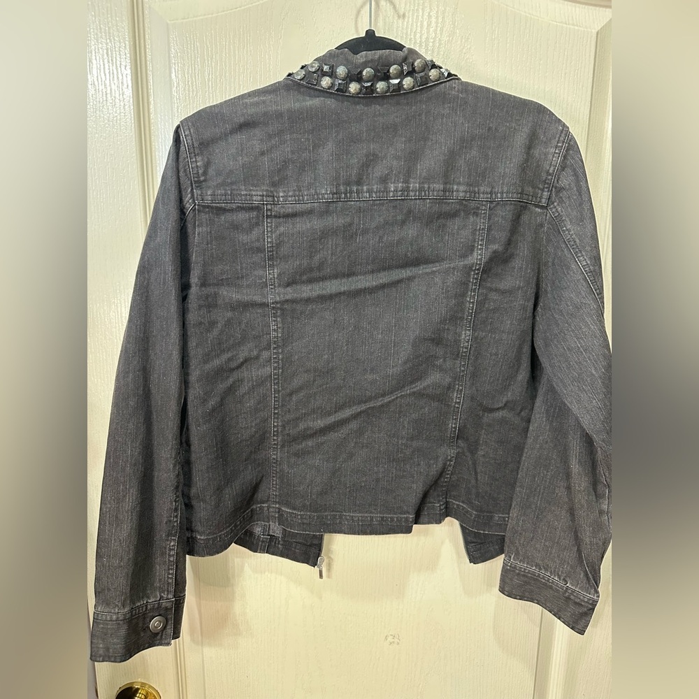 Ruby Rd. Charcoal Embellished Jean Jacket - Picture 2 of 5